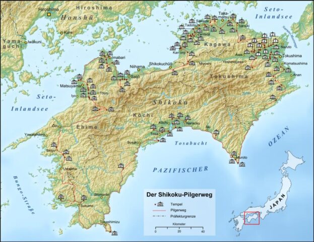 Übersichtskarte - Shikoku-Pilgerweg Übersichtskarte - Shikoku-Pilgerweg